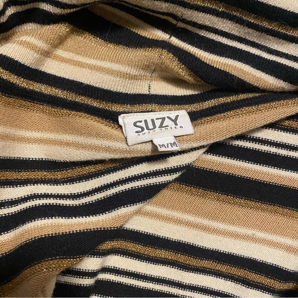 Suzy Shier Knit Sweater, Scoop Neck, Horizontal Stripes, Size Medium, EUC - Picture 4 of 4